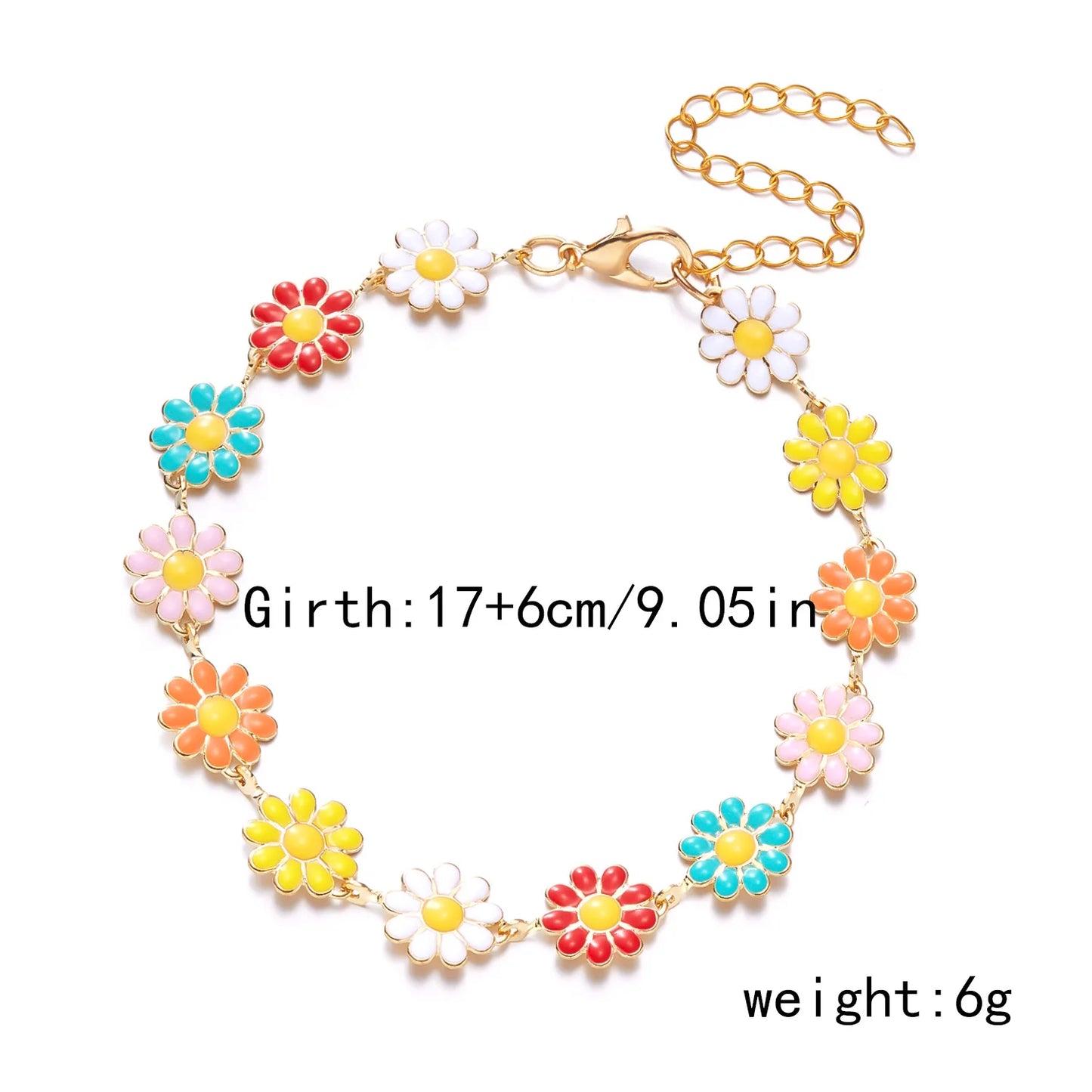 Multicolored Flower Daisy Necklace & Bracelet - Gemsy