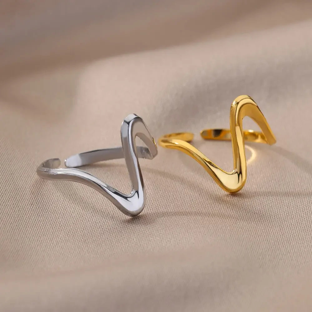 Adjustable Geometric Vintage Wave Rings for Women - Gemsy