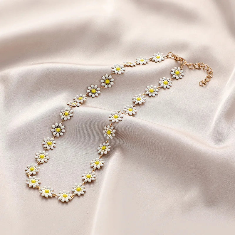 Multicolored Flower Daisy Necklace & Bracelet - Gemsy