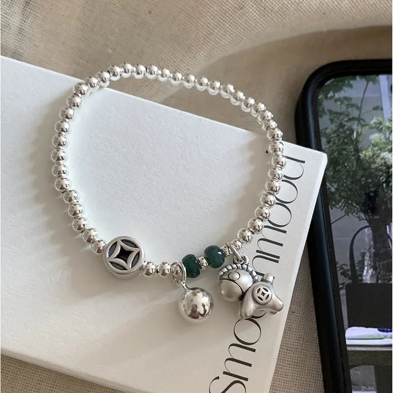 925 Sterling Silver Bead String Bracelet - Gemsy