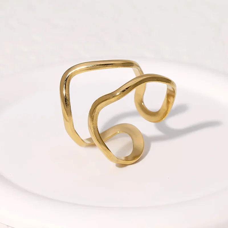 Adjustable Geometric Vintage Wave Rings for Women - Gemsy