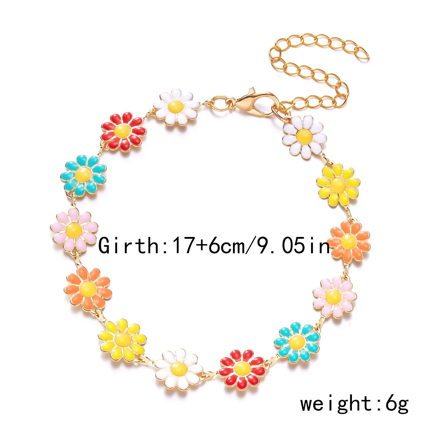 Multicolored Flower Daisy Necklace & Bracelet - Gemsy