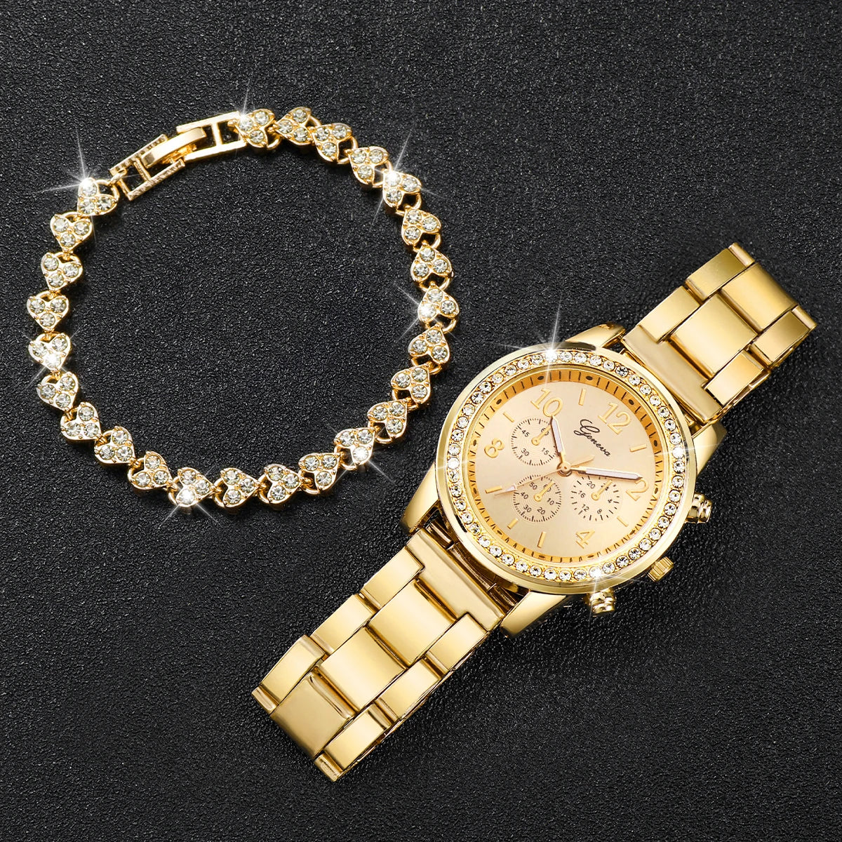 Stainless Steel Women Watch & Bracelet - Gemsy