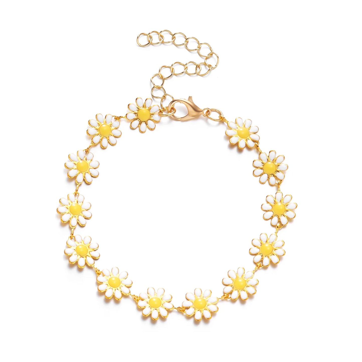 Multicolored Flower Daisy Necklace & Bracelet - Gemsy