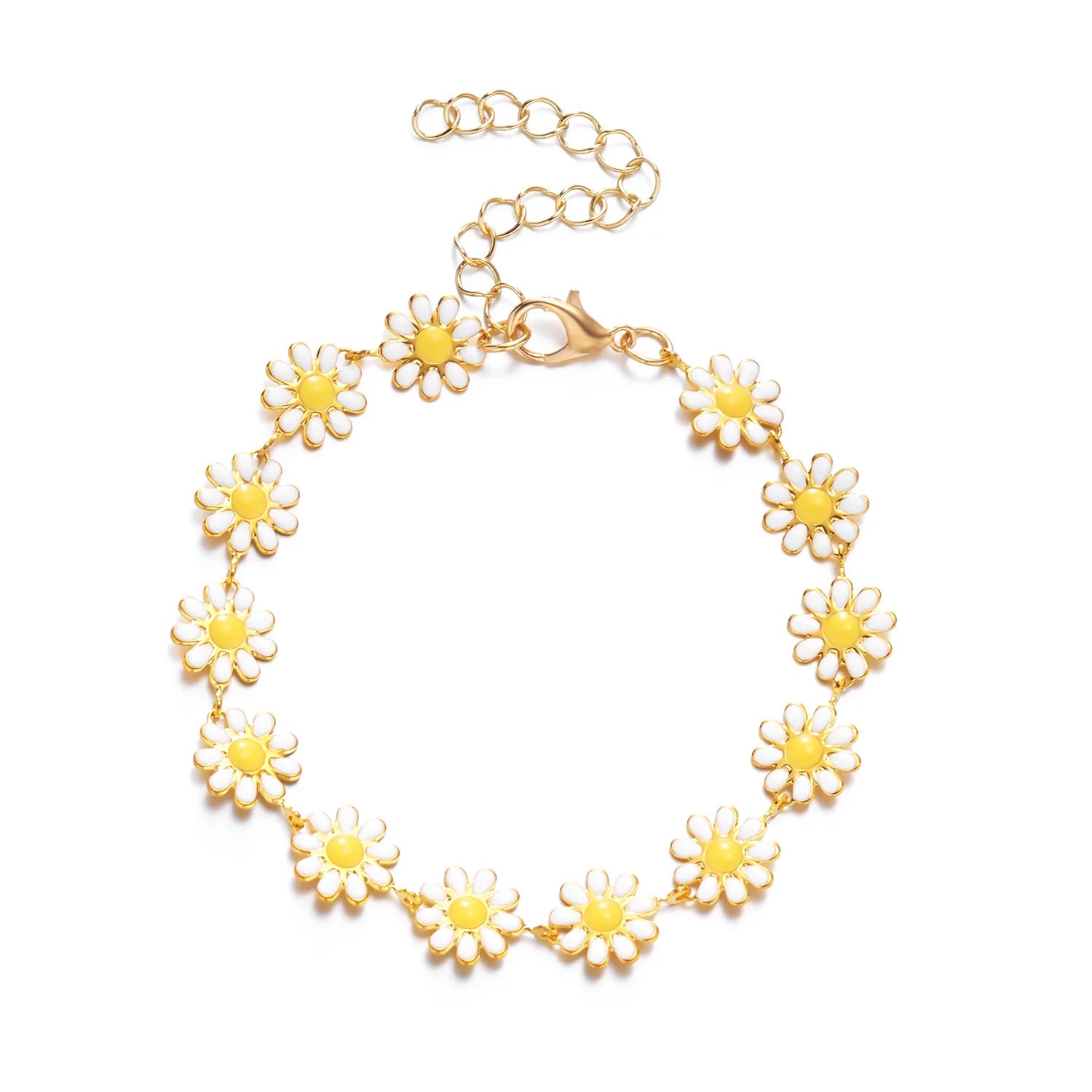 Multicolored Flower Daisy Necklace & Bracelet - Gemsy