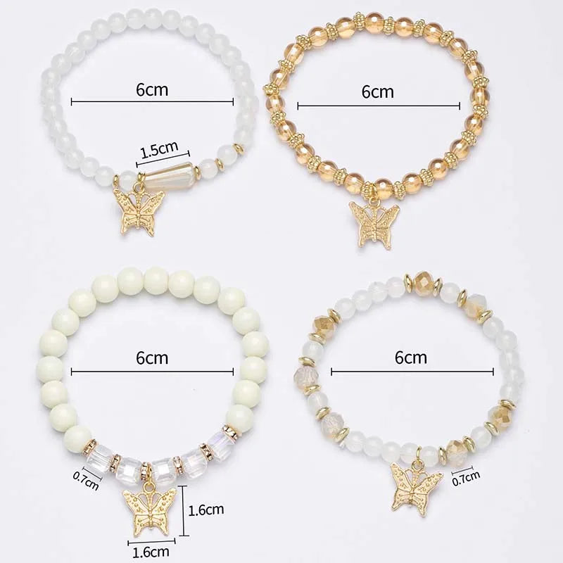 Acrylic Butterfly Beaded Bracelet Set - Gemsy