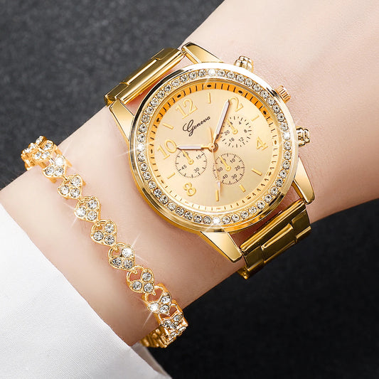 Stainless Steel Women Watch & Bracelet - Gemsy