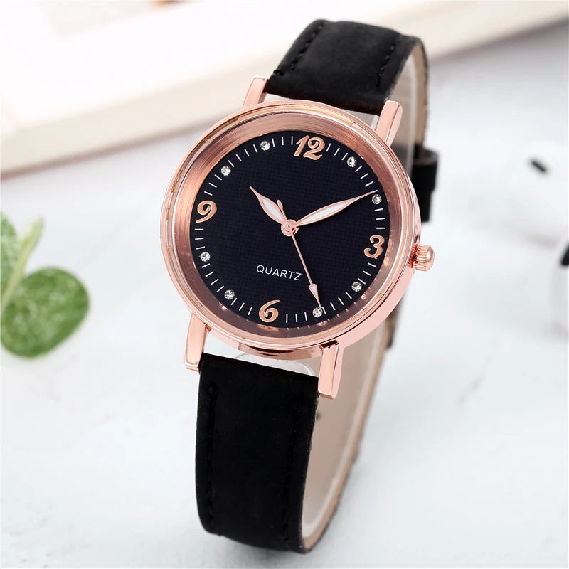 Casual Leather Arabic Dial Women's Watch - Gemsy