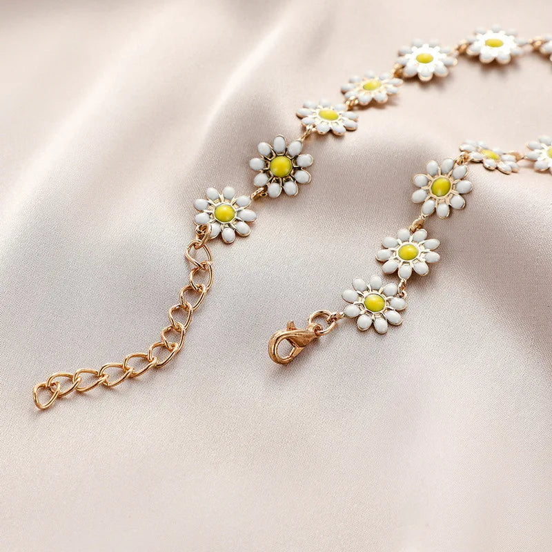 Multicolored Flower Daisy Necklace & Bracelet - Gemsy