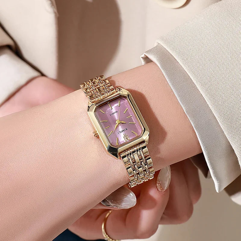 Stainless Steel Luxury Square Quartz Watch - Gemsy